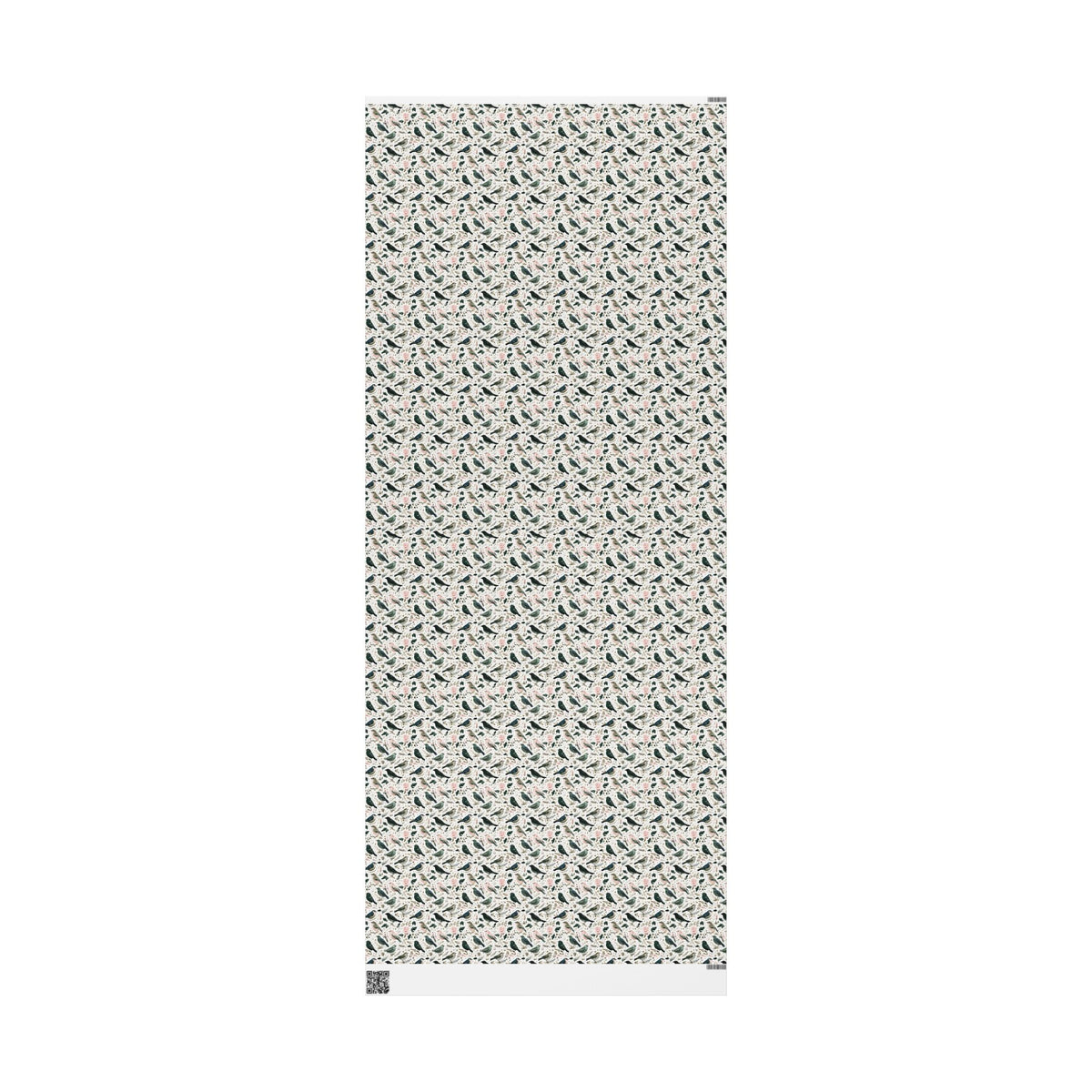Watercolor Winter Bird Wrapping Paper, Pink Green Gold Botanical Gift Wrap Roll, Elegant Holiday Paper, Matte