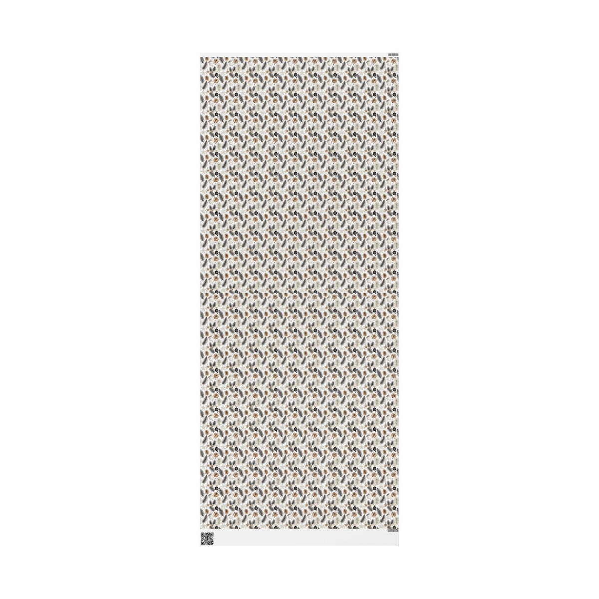 Neutral Christmas Wrapping Paper, Pinecone Pine Branch Gift Wrap Roll, Beige Black White Woodland Winter Holiday Wrap, Matte Paper, Free Shipping