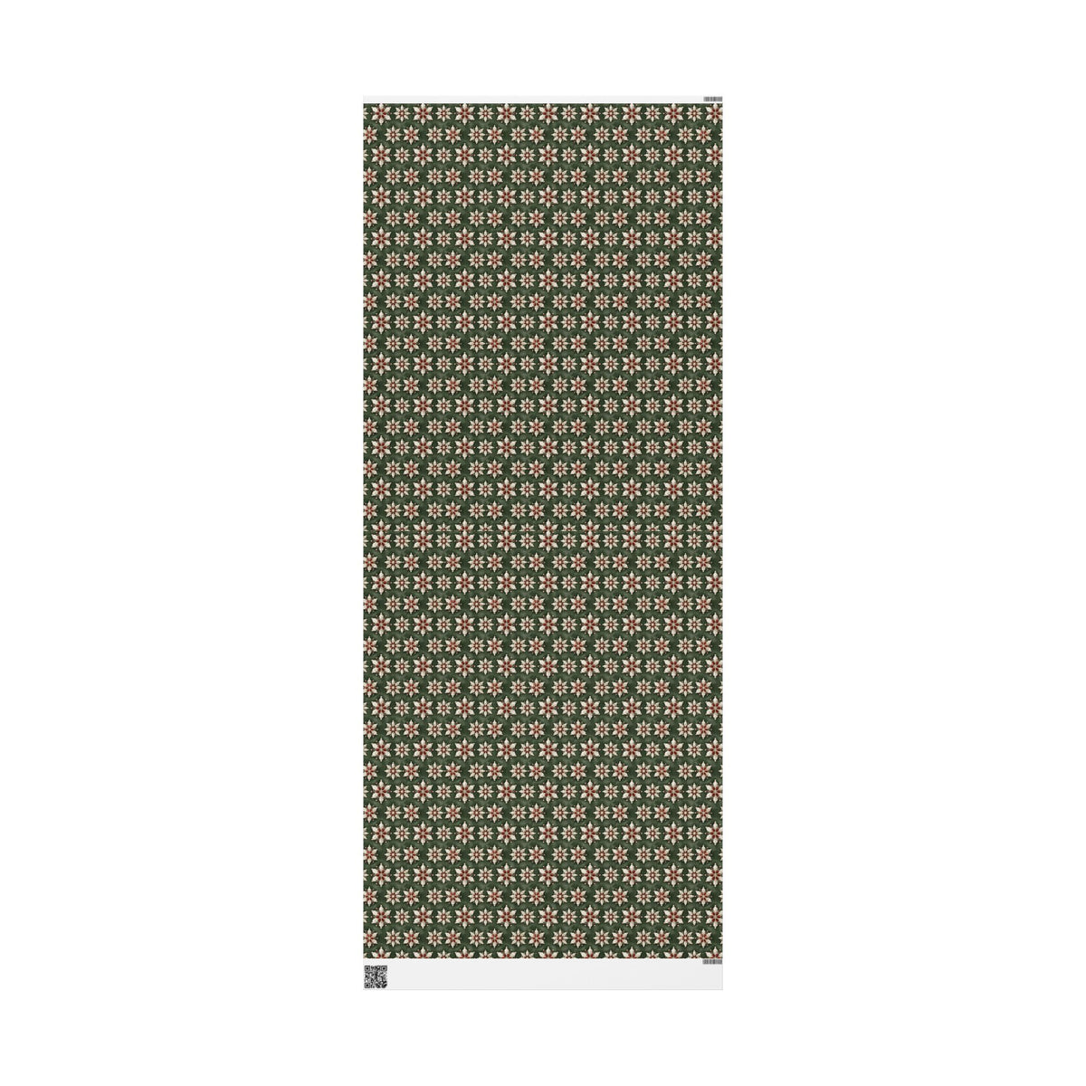 Jeweled Snowflake Christmas Wrapping Paper, Forest Green Gift Wrap Roll, Ruby Pearl Vintage Brooch Holiday Paper