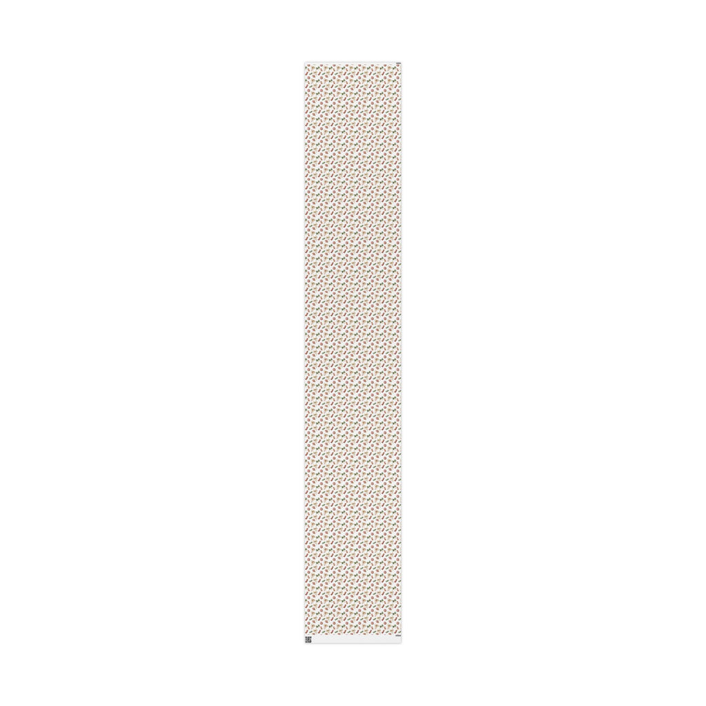 Watercolor Christmas Candy Wrapping Paper, White Coquette Bow Gift Wrap Roll, Peppermint Sweets Holiday Wrap, Matte Paper, Free Shipping