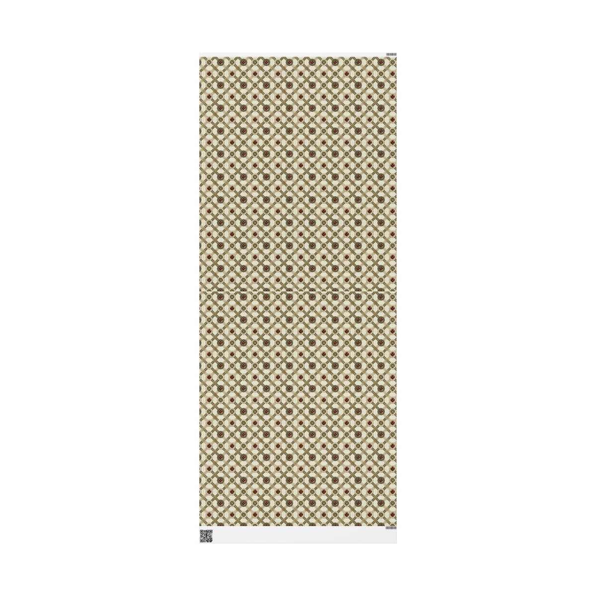 Rope Lattice Christmas Wrapping Paper, Vintage Cream Green Trellis Gift Wrap Roll, Wreath Medallion Tartan Holiday Wrap, Matte Paper, Free Shipping