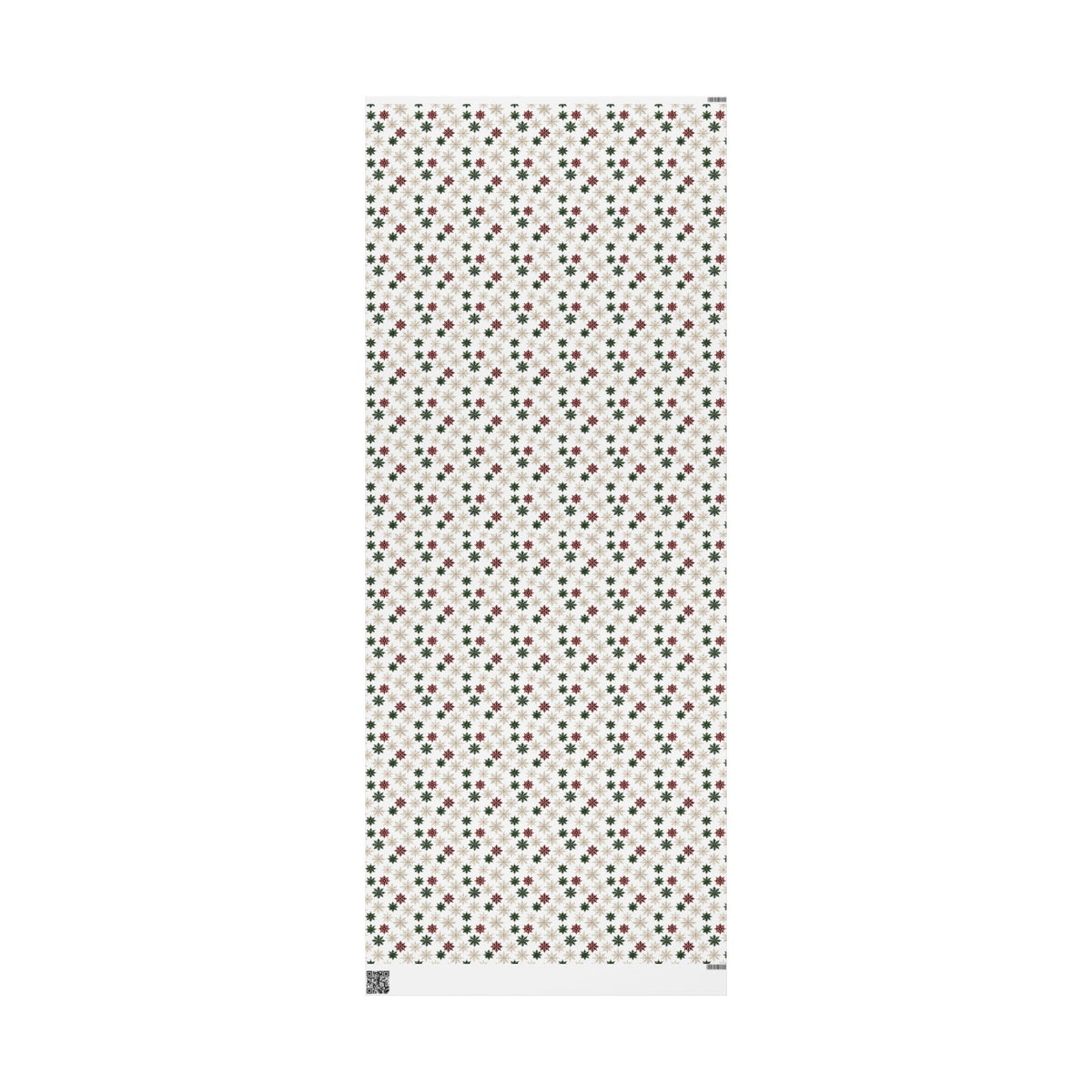 Watercolor Snowflake Christmas Wrapping Paper, Red Green Gold Gift Wrap Roll, Classic White Holiday Paper, Matte