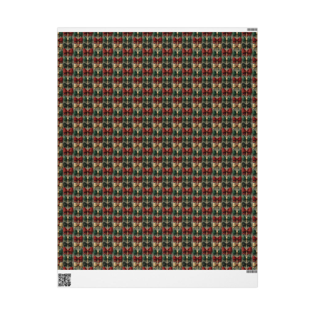 Rustic Ribbon Bow Christmas Wrapping Paper, Red Green Burlap Gift Wrap Roll, Textured Linen Holiday Paper, Matte