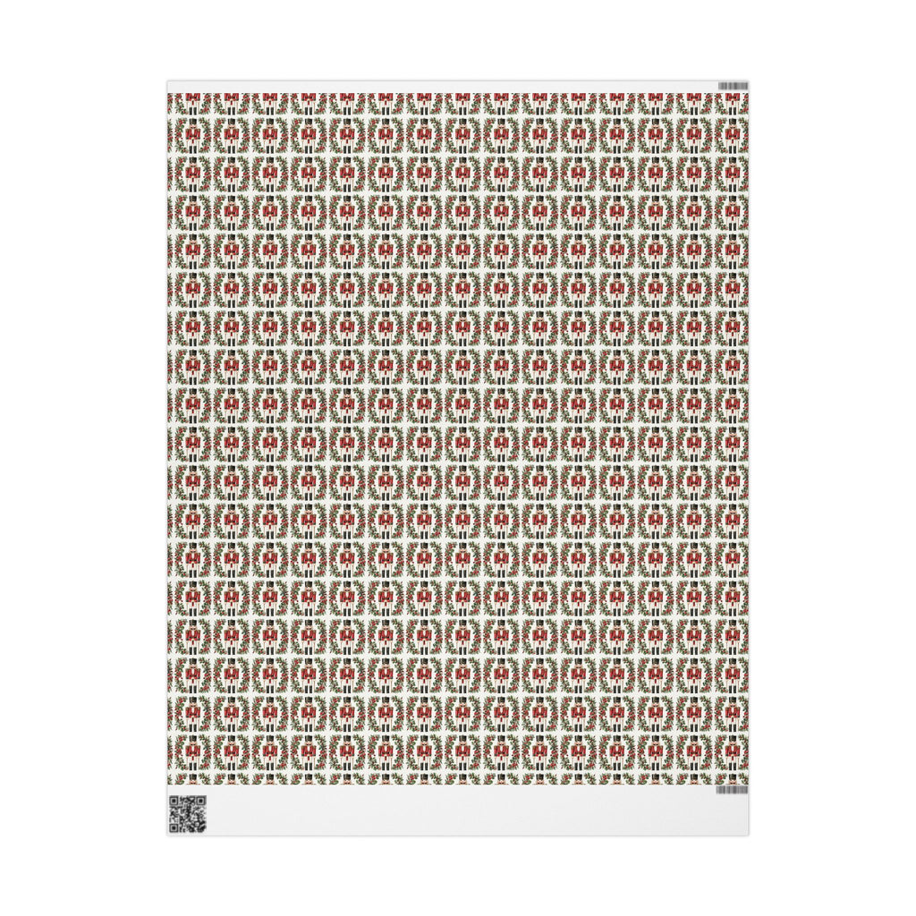 Red Nutcracker Christmas Wrapping Paper, Holly Berry Toy Soldier Gift Wrap Roll, Classic Watercolor Traditional Holiday Wrap, Matte Paper, Free Shipping