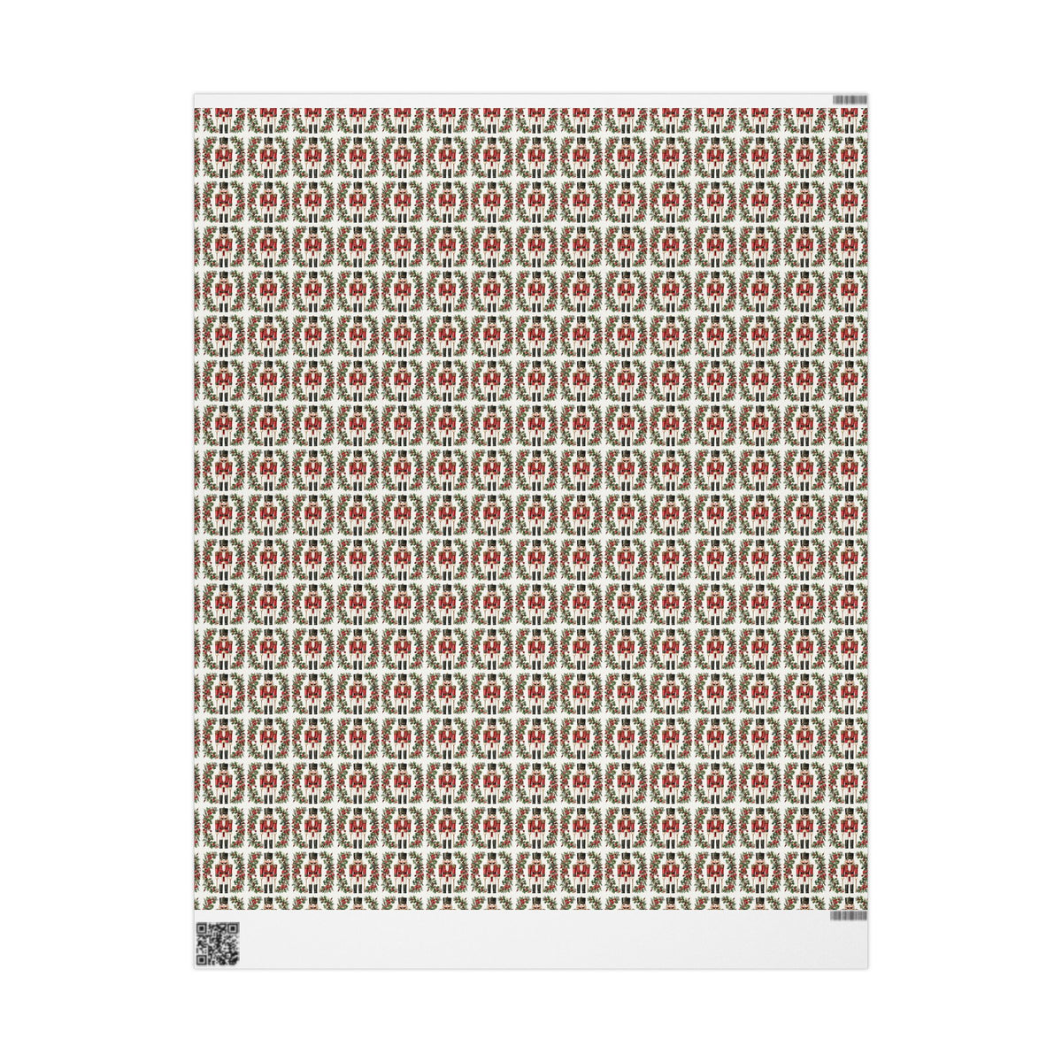 Red Nutcracker Christmas Wrapping Paper, Holly Berry Toy Soldier Gift Wrap Roll, Classic Watercolor Traditional Holiday Wrap, Matte Paper, Free Shipping