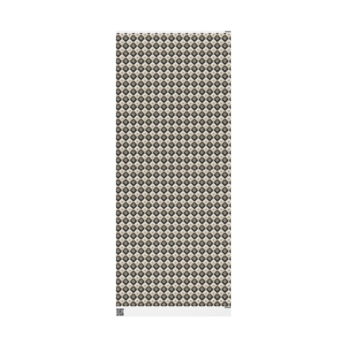Tufted Snowflake Christmas Wrapping Paper, Black Cream Harlequin Gift Wrap Roll, Elegant Pearl Holiday Paper