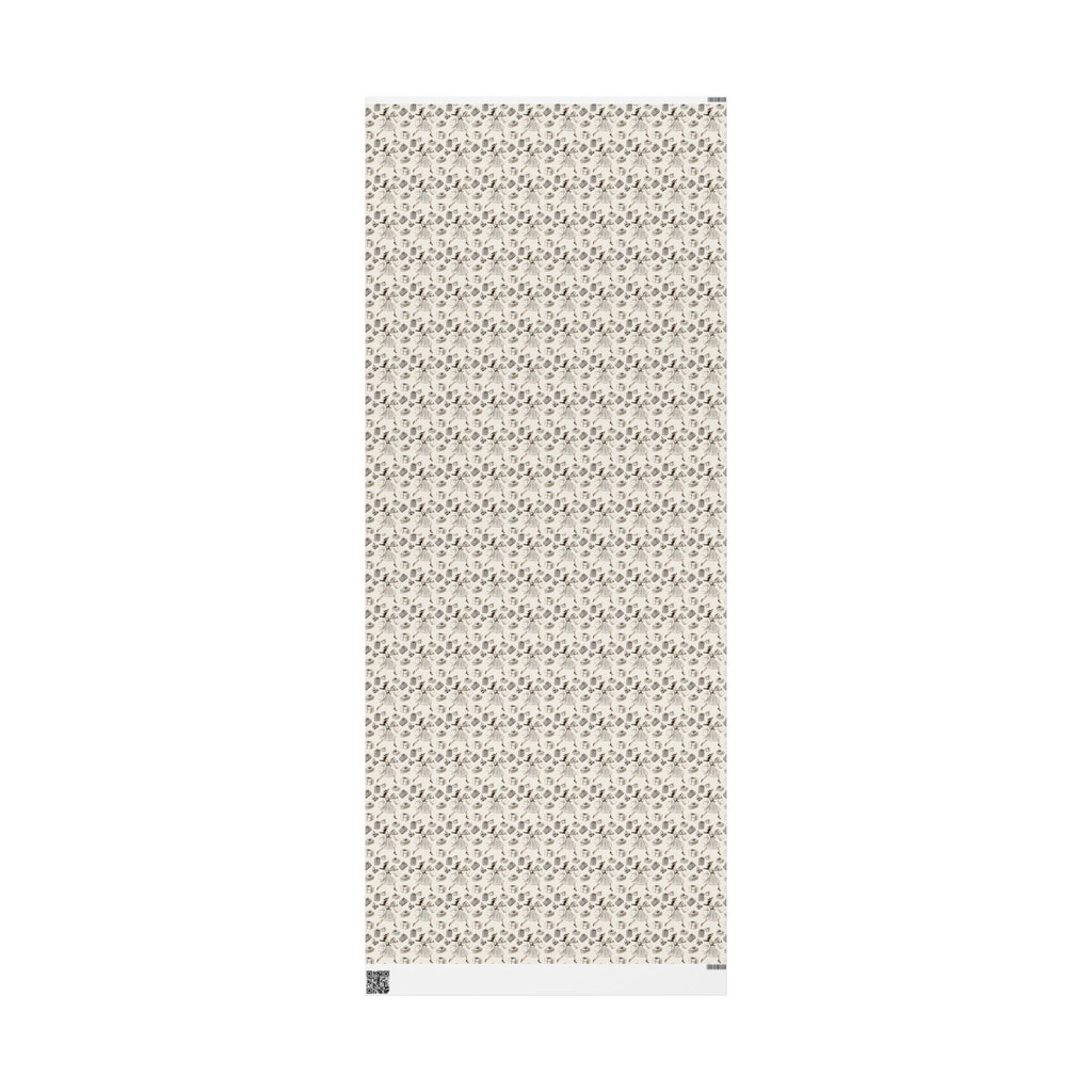 Fashion Illustration Christmas Wrapping Paper, Chic Sketch Gift Wrap Roll, Cream Black Ink Holiday Paper, Matte