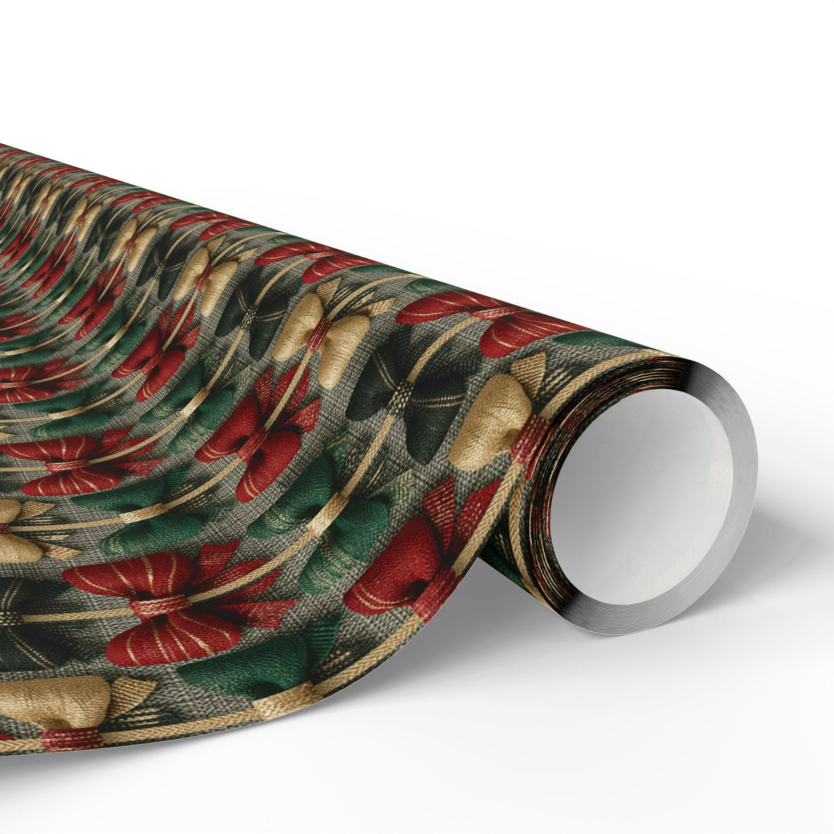 Rustic Ribbon Bow Christmas Wrapping Paper, Red Green Burlap Gift Wrap Roll, Textured Linen Holiday Paper, Matte