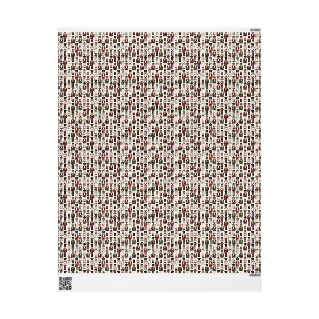 Nutcracker Christmas Wrapping Paper, Vintage Toy Soldier Gift Wrap Roll, Red Green Gold Traditional Holiday Wrap, Matte Paper, Free Shipping