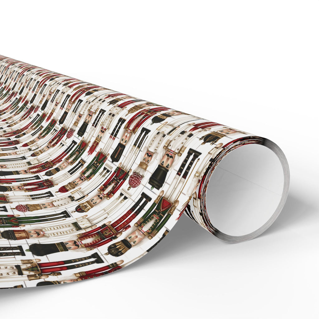 Nutcracker Christmas Wrapping Paper, Vintage Toy Soldier Gift Wrap Roll, Red Green Gold Traditional Holiday Wrap, Matte Paper, Free Shipping