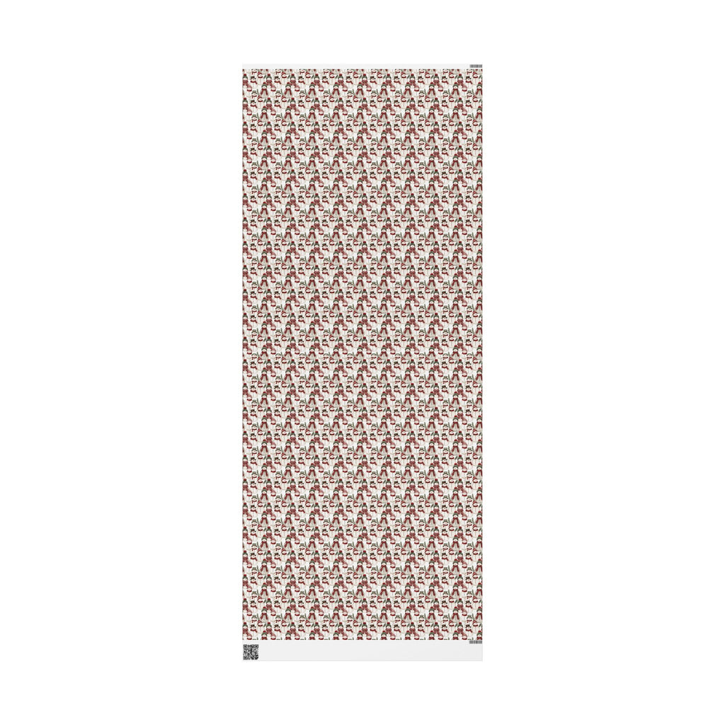 Cozy Snowman Christmas Wrapping Paper, Red Green Knit Scarf Gift Wrap Roll, Watercolor Holiday Paper, Matte