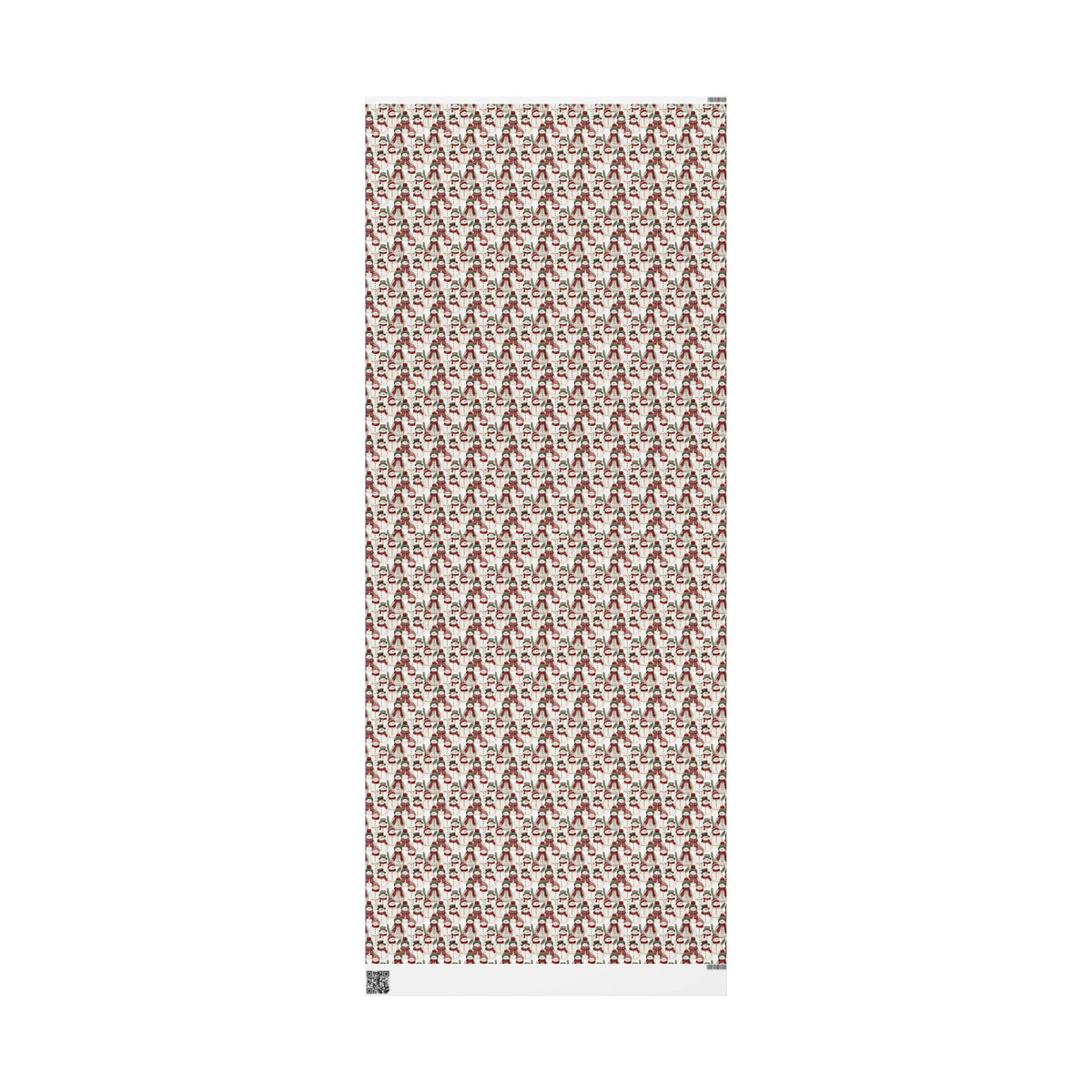 Cozy Snowman Christmas Wrapping Paper, Red Green Knit Scarf Gift Wrap Roll, Watercolor Holiday Paper, Matte